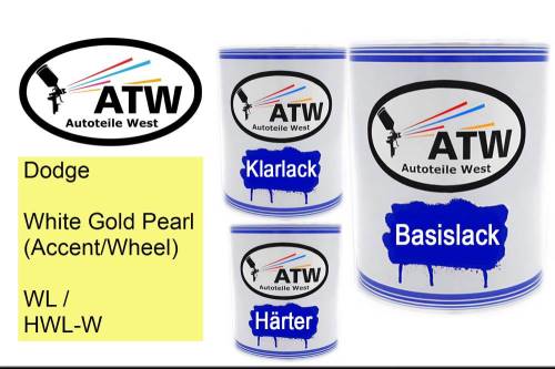 Dodge, White Gold Pearl (Accent/Wheel), WL / HWL-W: 1L Lackdose + 1L Klarlack + 500ml Härter - Set, von ATW Autoteile West.